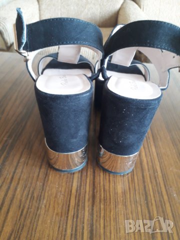 Дамски сандали от черен велур платформа размер 36 , снимка 4 - Сандали - 28834739