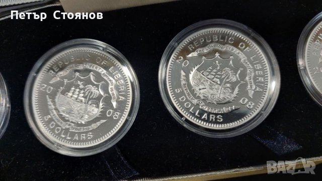 5 $  Либериа 2008 -5 броя по 28.28 гр. -999 сребърни монети , снимка 6 - Нумизматика и бонистика - 38184913
