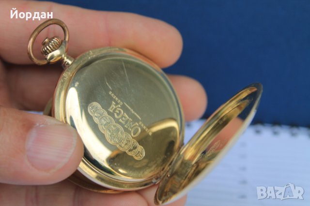 Златен джобен ''Omega'' 52 мм, снимка 8 - Други ценни предмети - 40486407