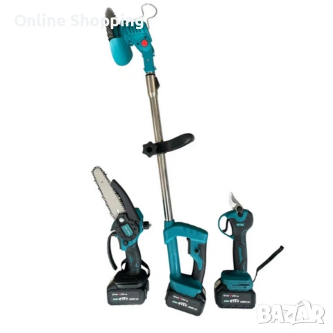 Акумулаторен комплект 3в1 – тример, ножица и резачка с 3 батерии 36V/8Ah, снимка 7 - Градинска техника - 53336201