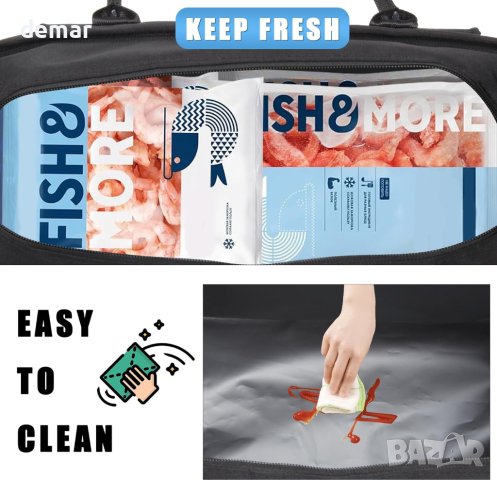 Дамска чанта с херметично хладилно отделение 16,8 л за пазар, пикник, обяд, черна, снимка 4 - Чанти - 43297665