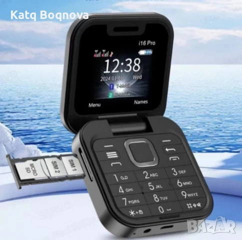Сгъваем мобилен телефон i16 Pro – 2 SIM, камера, фенерче, FM радио, снимка 5 - Други - 51104743
