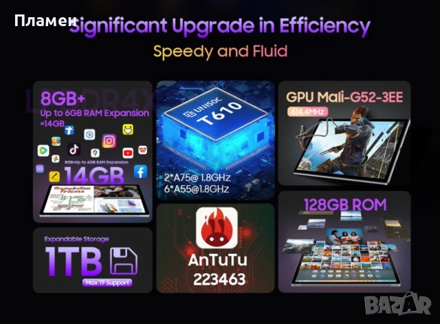 Таблет Blackview Tab 15 Space Grey, 4G, IPS 10.5" FHD+, Android 12, 8GB RAM, 128GB ROM, OctaCore, 13, снимка 12 - Таблети - 52026722