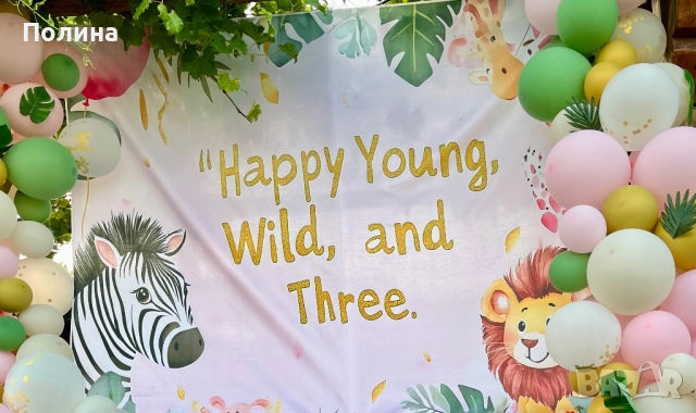Банер за рожден ден Happy Young, Wild and Three, снимка 3 - Други - 51483675