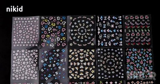 30 бр. 3d листа самозалепващи лепенки ваденки за нокти цветя цветчета маникюр, снимка 8 - Продукти за маникюр - 14569198