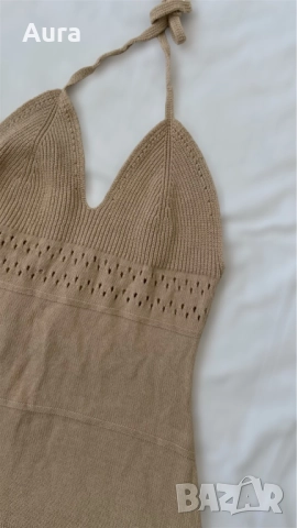Beige knitted halter-neck, снимка 2 - Рокли - 51673962