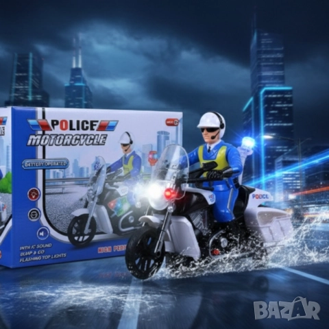 Полицейски мотор със светлини и звук – движение, екшън и усмивки, снимка 6 - Коли, камиони, мотори, писти - 51851953