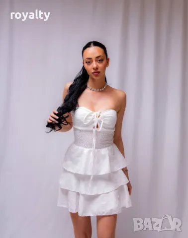 Елегантна бяла дамска рокля 