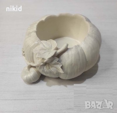 3d Голяма тиква с листа силиконов молд форма фондан гипс кашпа, снимка 3 - Форми - 43794447