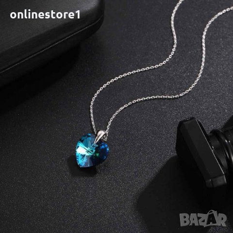 Сребърно колие - Сърце Сваровски Код: BKJ120, снимка 5 - Колиета, медальони, синджири - 32796651