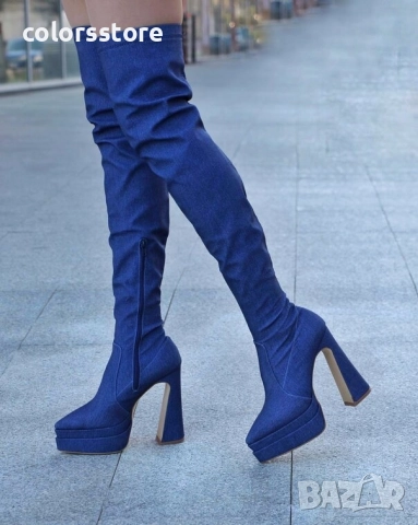 Чизми на ток - деним - YSV2 , снимка 2 - Дамски ботуши - 51863940