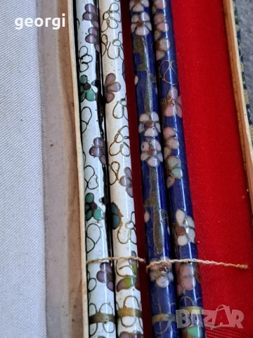 луксозни емайлирани стикове за суши от кост   26/2  , снимка 2 - Антикварни и старинни предмети - 50679054
