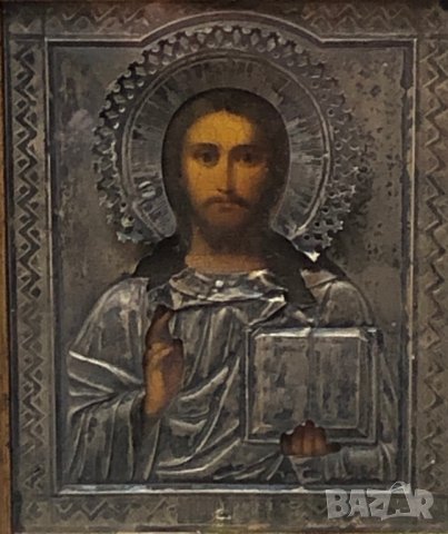 Руска икона Сребърна руска икона от края на 19-ти век., снимка 3 - Икони - 28234776