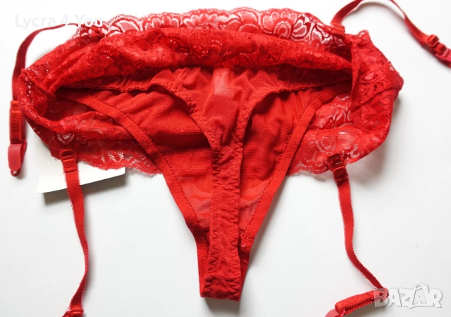 Classyfied S/M нова червена полупрашка с дантелен колан и жартиери, снимка 6 - Бельо - 53309853