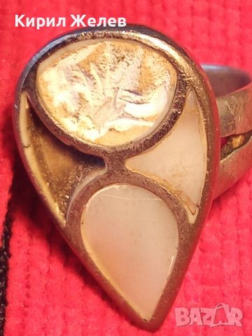 СТАР СРЕБЪРЕН ДАМСКИ ПРЪСТЕН със СЕДЕФ 925 ПРОБА 14993, снимка 11 - Пръстени - 30330706