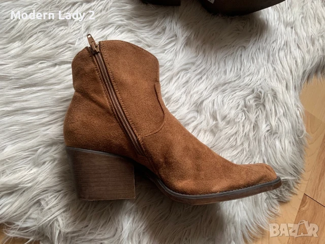 Нови кафяви велурени боти, снимка 3 - Дамски боти - 50999993