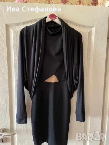 Черно изчистено болеро ръкави за официална парти коктейлна рокля тежко трико 