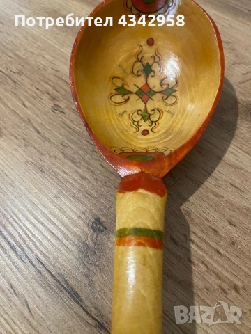 Винтидж дървена декоративна лъжица – ръчно рисувана ., снимка 4 - Антикварни и старинни предмети - 53177717
