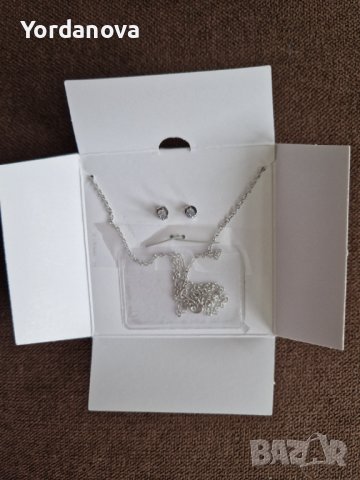 Комплект синджирче с висулка и обеци, снимка 4 - Бижутерийни комплекти - 43732080