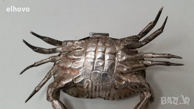 Посребрена купа за хайвер във формата на краб, Franco Lapini Италия, 1970г, снимка 9 - Антикварни и старинни предмети - 28188290