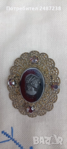 Стара брошка с камея, снимка 4 - Антикварни и старинни предмети - 52857626