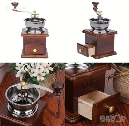 Кафемелачка ръчна Rosberg, Керамичен механизъм, Корпус от метал и дърво, Кафяв, снимка 4 - Други - 52870918