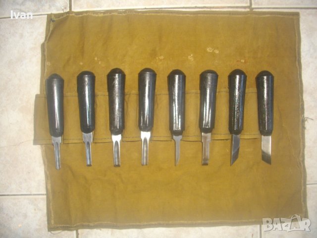 Старо Качество Профи Комплект Ръчни Длета За Дърворезба и Струг-Полукръг,Скосени,Прави-Калъф Брезент, снимка 16 - Други инструменти - 43395050