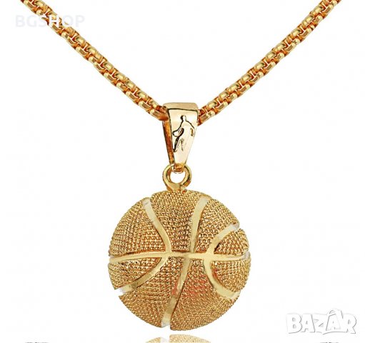 Баскетболна топка - Колие ( Златисто ) , снимка 1 - Колиета, медальони, синджири - 26478001