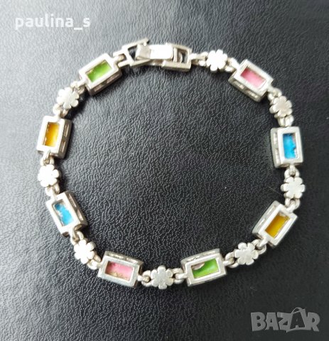 Два различни броя / Масивна сребърна гривна проба 925 с три цвята седеф, снимка 6 - Гривни - 34976360