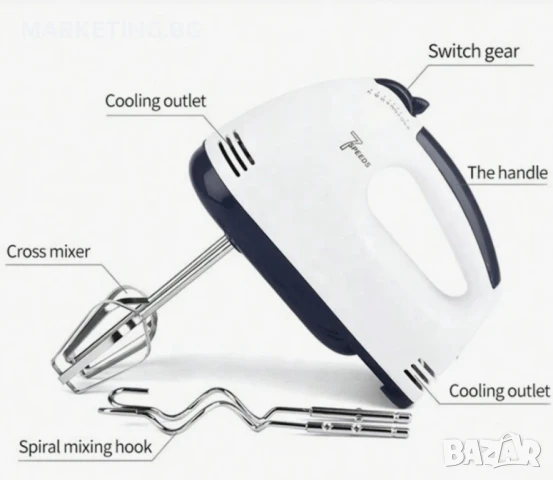 Планетарен миксер с метална купа SCARLETT SHM-133B, снимка 6 - Миксери - 50580069
