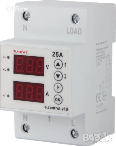 Реле за контрол на напрежение и ток 25А e.control.v10