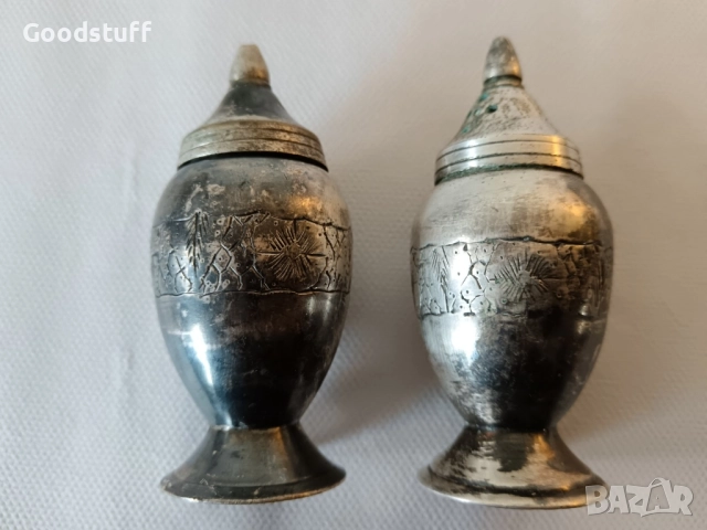 Посребрени солници,лот,Арт Деко, гравирани, с чинийка, снимка 6 - Антикварни и старинни предмети - 52514984