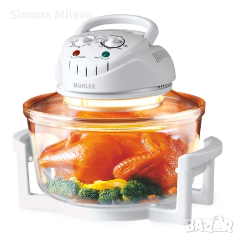 Компактна халогенна фурна и еър фрайър 2в1 Muhler MFC-1200, 1400W, 12 л