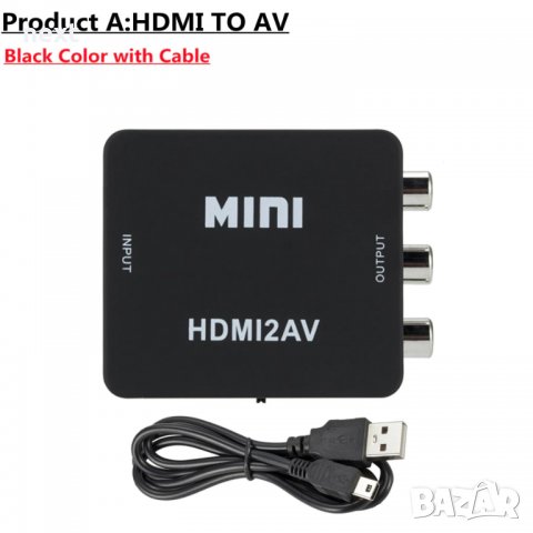 АКТИВЕН преходник HDMI към  AV,RCA(чинчове) + Гаранция, снимка 8 - Кабели и адаптери - 27567679