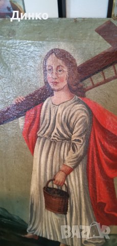  Икона масло върху платно 51-85см. 19век., снимка 2 - Антикварни и старинни предмети - 39800005