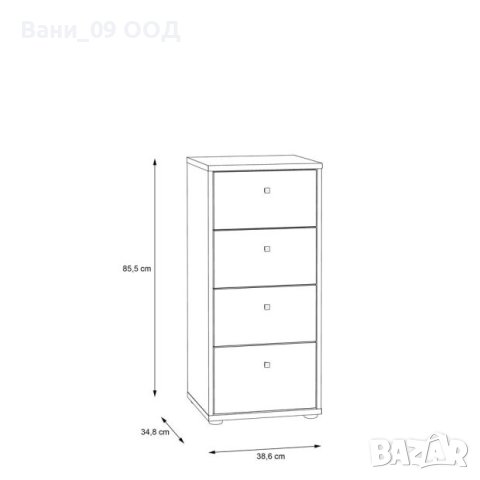 Винтидж скрин с 4 чекмеджета, снимка 3 - Скринове - 43535039