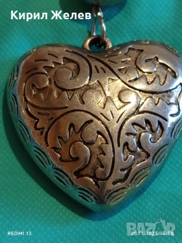 СРЕБРИСТ МЕДАЛЬОН СЪРЦЕ ❤️ с ФЛОРАЛНИ ОРНАМЕНТИ 52023, снимка 4 - Колиета, медальони, синджири - 52481148