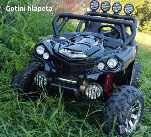 Акумулаторен Двуместен джип UTV 4X4 12V батерия,MP3 плейър, с меки гуми с двойна Кожена седалка