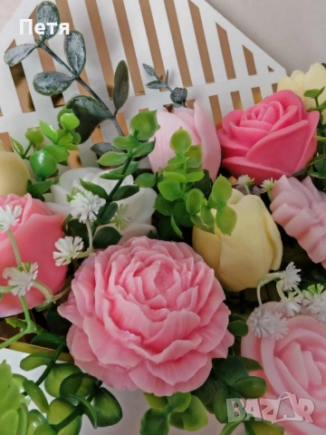 Букет сапунени цветя в плик, снимка 2 - Декорация за дома - 51792636