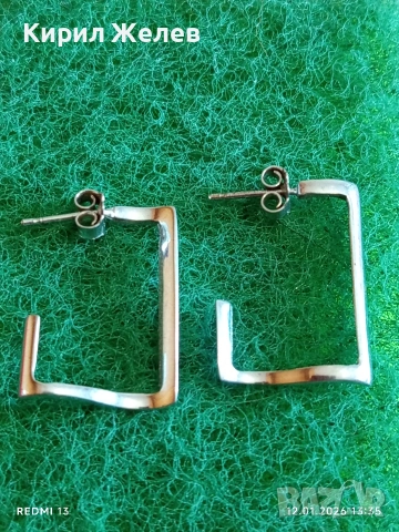 Екстравагантни обеци родирано сребро майсторска ръчна изработка 52742, снимка 2 - Обеци - 53072292