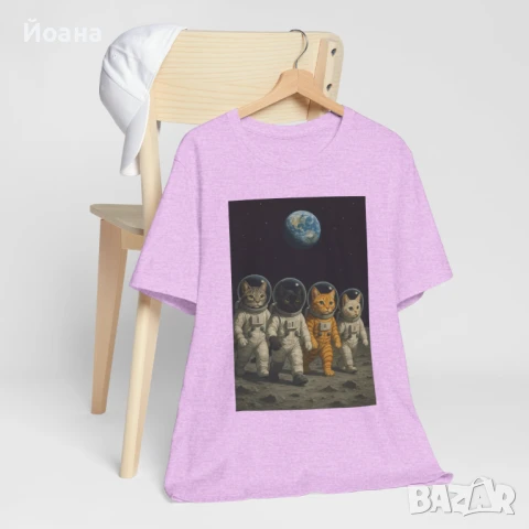 Дамска тениска с котки космонавти, снимка 3 - Тениски - 51343069