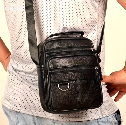 Промоция -15% Делова, луксозна, функционално/ежедневна мъжка чанта от черна естествена кожа!, снимка 7 - Чанти - 49380393