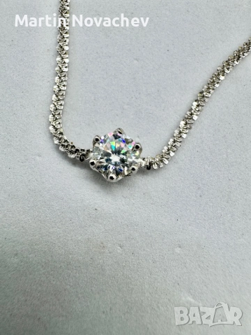 Сребърна гривна с мойсанит (Диамант) 1 карат, снимка 9 - Гривни - 53503196