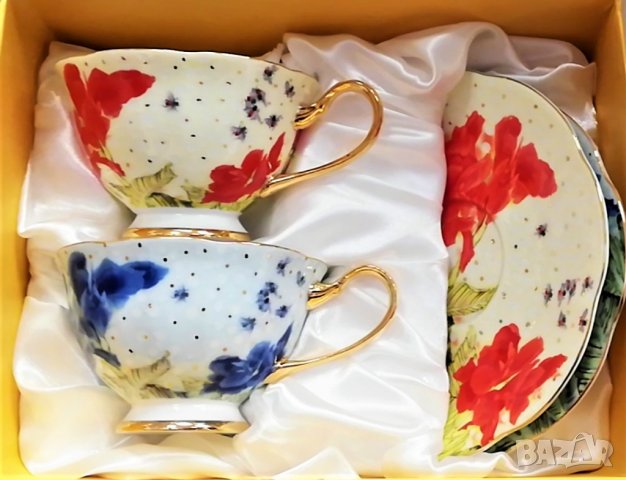 Луксозен порцелан чаши за кафе с букет цветя, снимка 13 - Подаръци за жени - 31731179