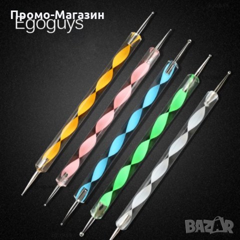 Комплект от 5 бр двустранни инструменти за точки с различни размери/маникюр, снимка 6 - Продукти за маникюр - 32798786