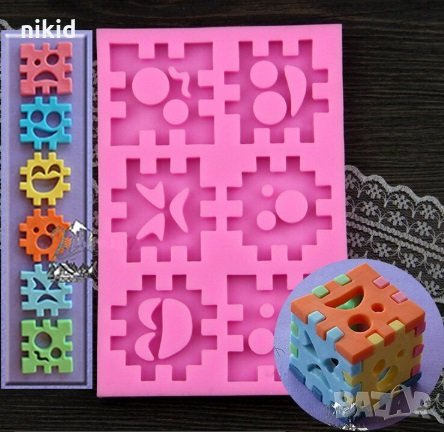 Пъзел Кубче за игра силиконов молд форма за фондан шоколад гипс
