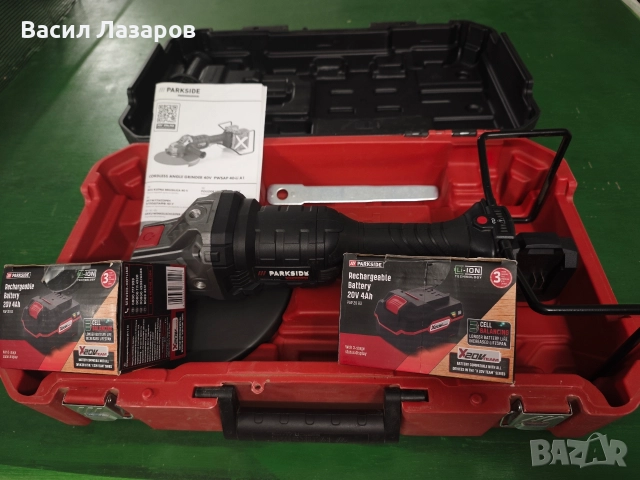 Акомулаторен ъглошлайф PARKSIDE PWSAP 40-LI A1 чисто нов с две батерии и куфар 