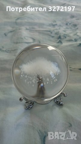 3D Прозрачен орнамент небесна светкавица в кристална топка 60 мм + стойка орнамент, снимка 2 - Статуетки - 43684361