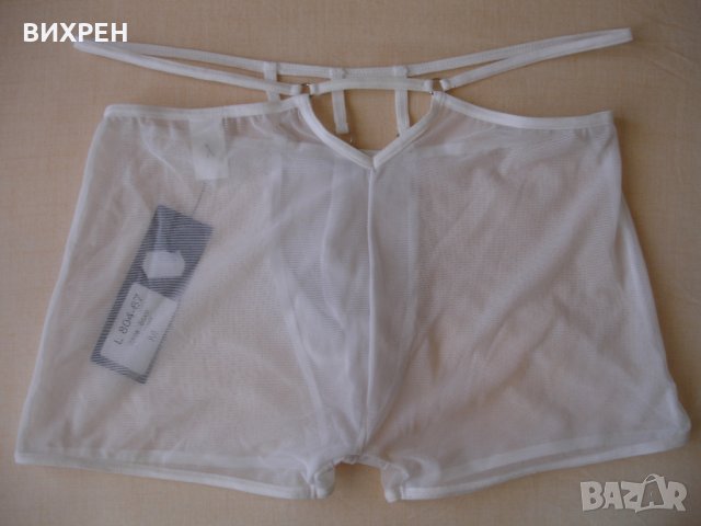 мъжки прашки, еротични боксерки марка Lookme, бели, с допълнителен ластик около ханша, снимка 3 - Бельо - 26476165