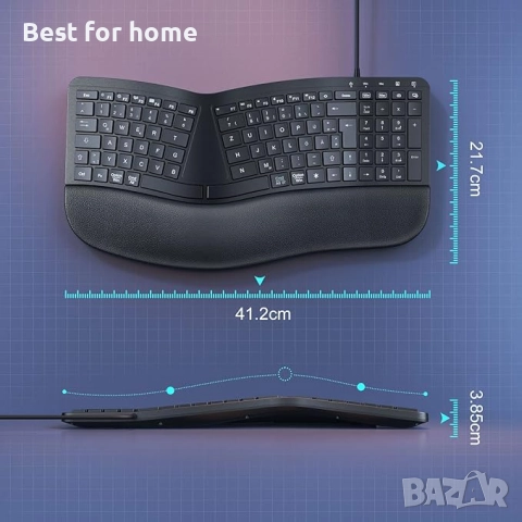 Ергономична , осветена разделена кабелна клавиатура Seenda с поставка за китката, снимка 6 - Клавиатури и мишки - 51770574